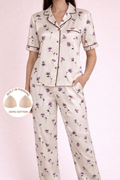 Butter Yellow Satin Padded Nightsuit