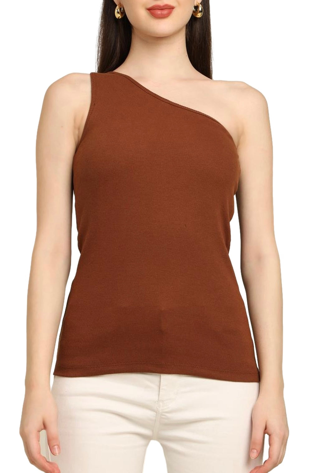 One Shoulder Micro Ribbed Bramisole