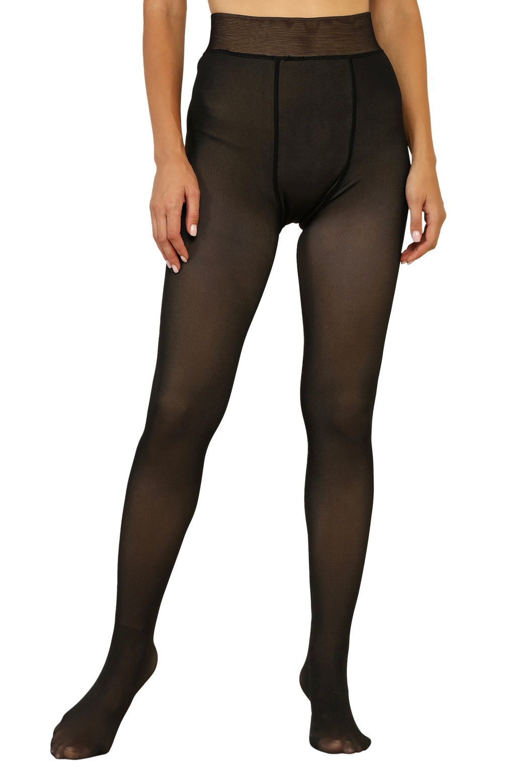 Combo Deal: Black Full sleeves HeatLock Thermal Bramisole + Sheer Fleece Stockings