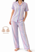 Ice Blue Cotton Gauge Padded Nightsuit