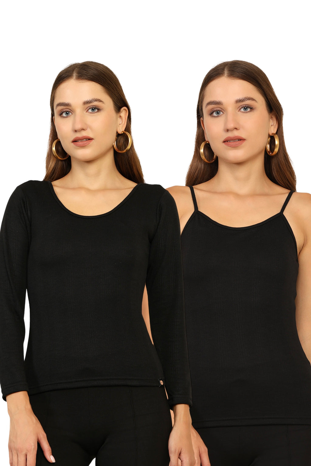 Combo Deal: Black Full sleeves and Sleeveless HeatLock Thermal Bramisoles