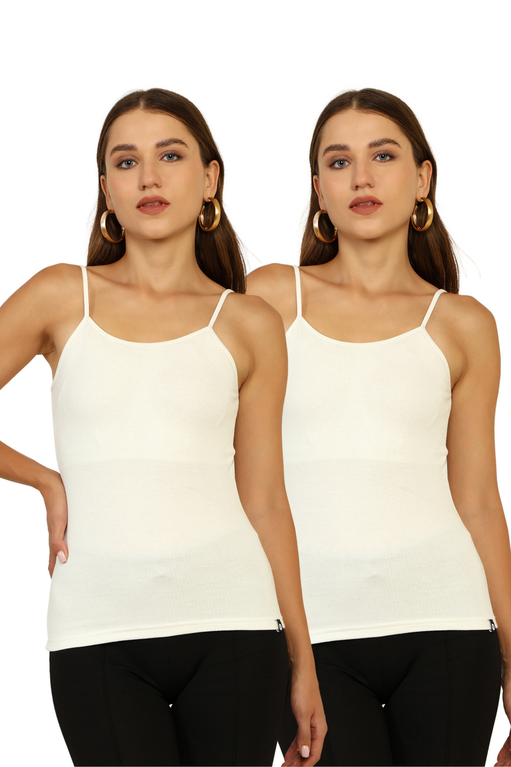 Combo Deal: Pack of 2 - White Sleeveless HeatLock Thermal Bramisoles