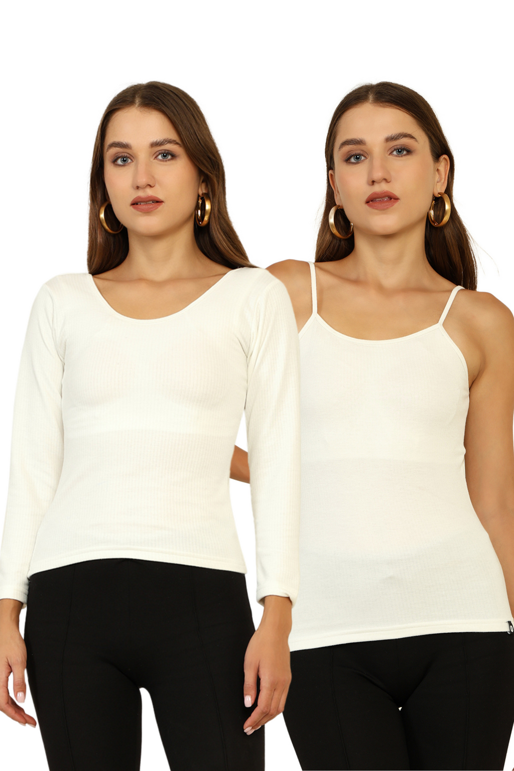 Combo Deal: White Full sleeves and Sleeveless HeatLock Thermal Bramisoles