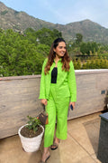 Light Green Pants Co-ord Set: Shirt + Pants (2-piece)