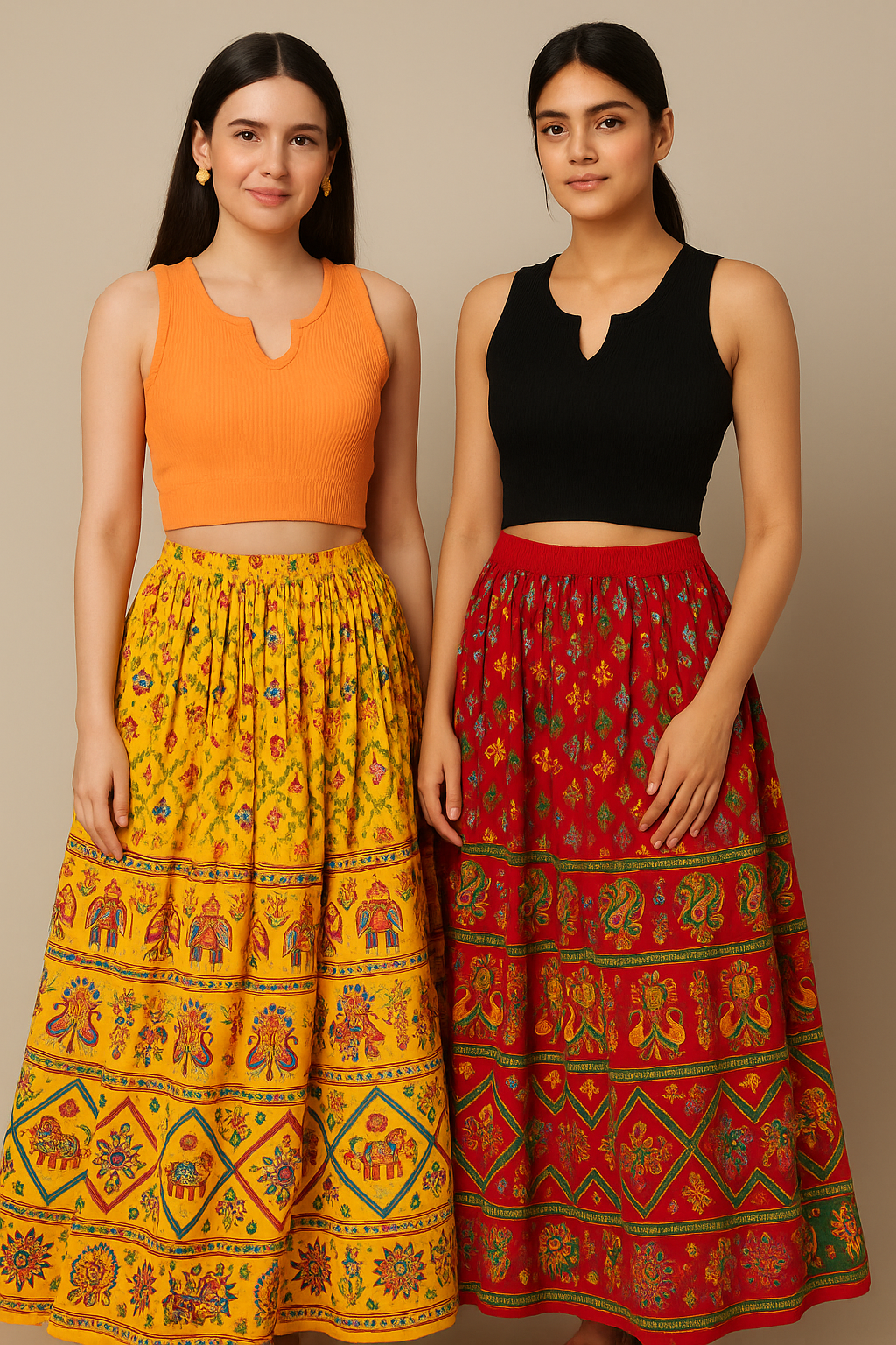 Combo Deal: Black & Orange: U- Micro Ribbed Crop Bramisoles