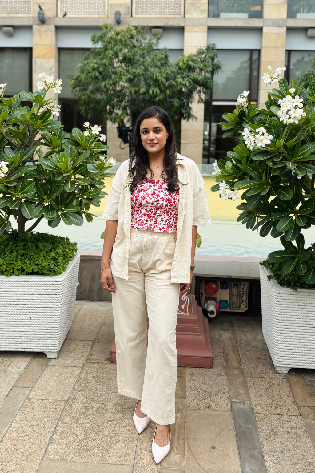 Off White Linen Co-ord- Shirt + Pants (2-piece)