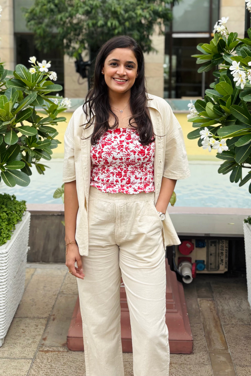 Off White Linen Co-ord- Shirt + Pants (2-piece)