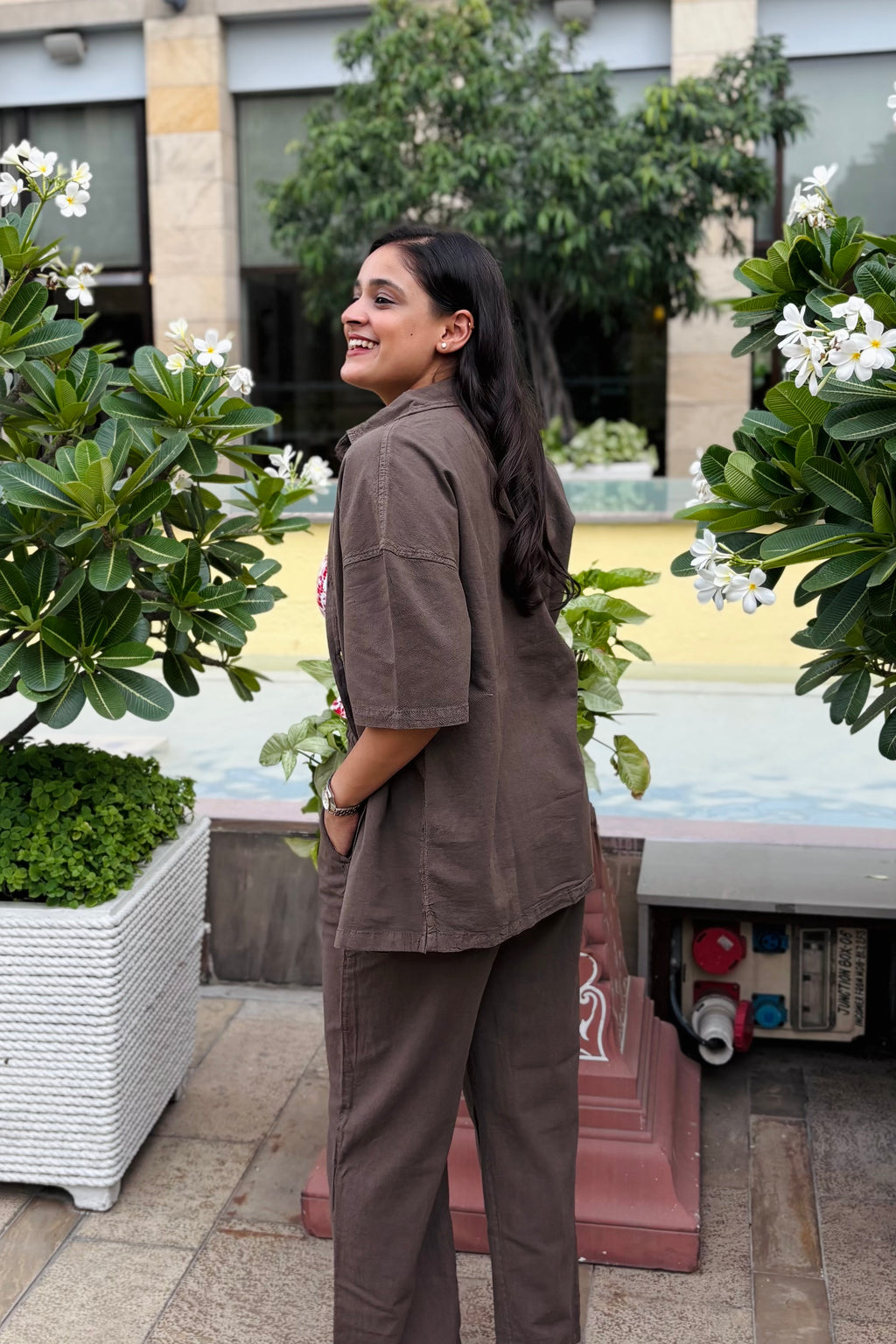 Brown Linen Co-ord with Miami bramisole (3-piece)