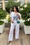 White Linen Co-ord with Miami bramisole (3-piece)
