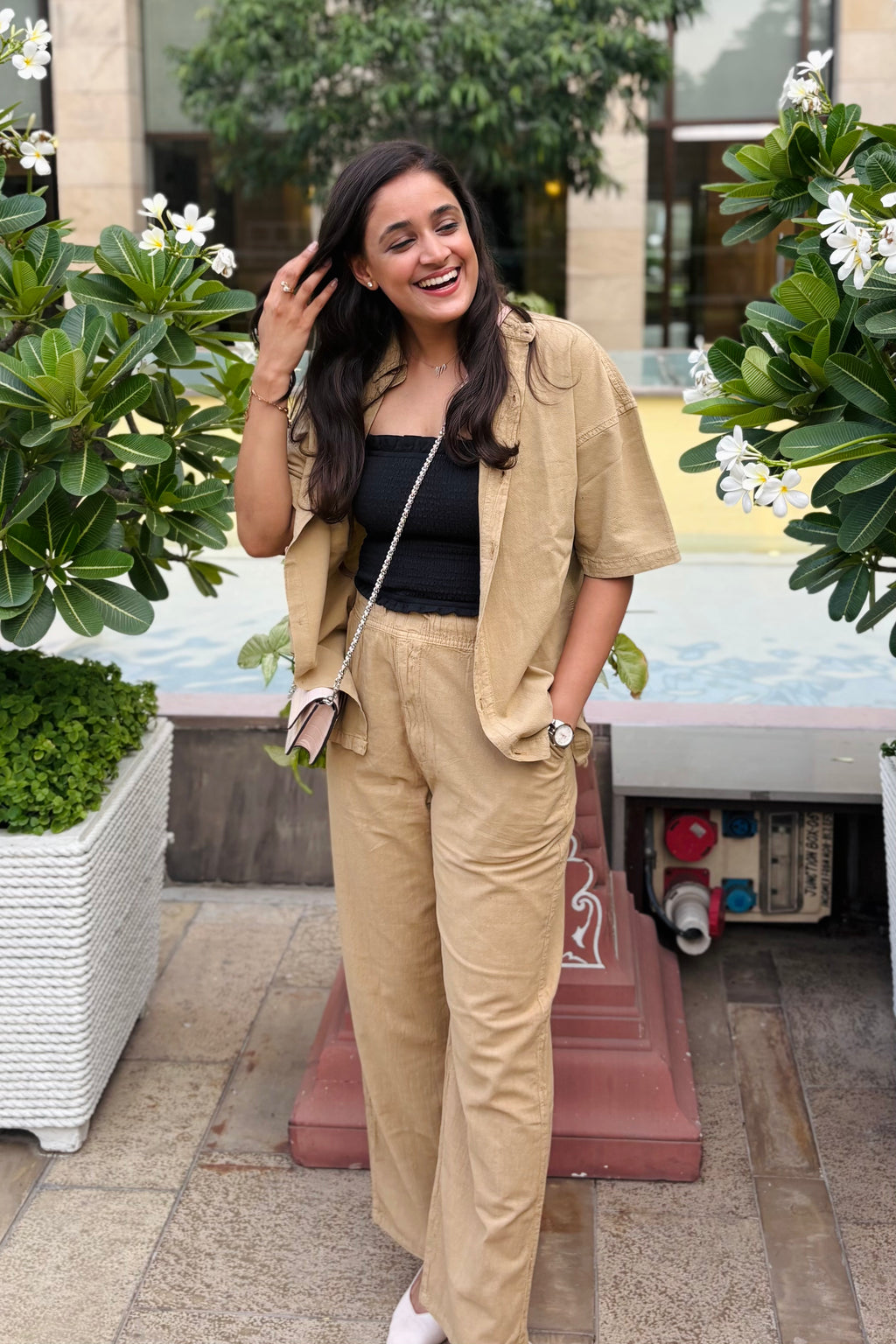 Sand Dune Beige Linen Co-ord with Miami bramisole (3-piece)