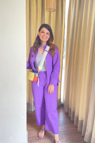 Purple Pants Co-ord with Grey Tube Bramisole (3-piece)