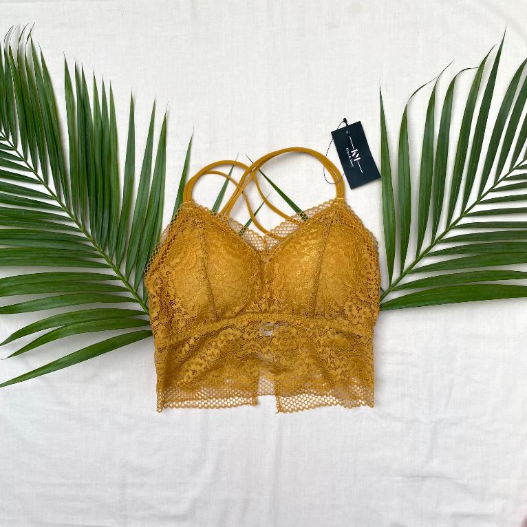 mustard bralette top